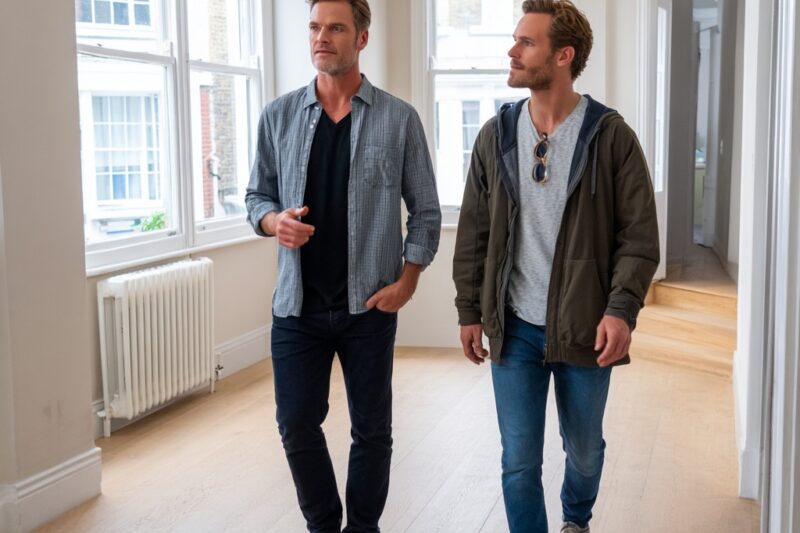 A London landlord and a tenant during a walk-over appointment