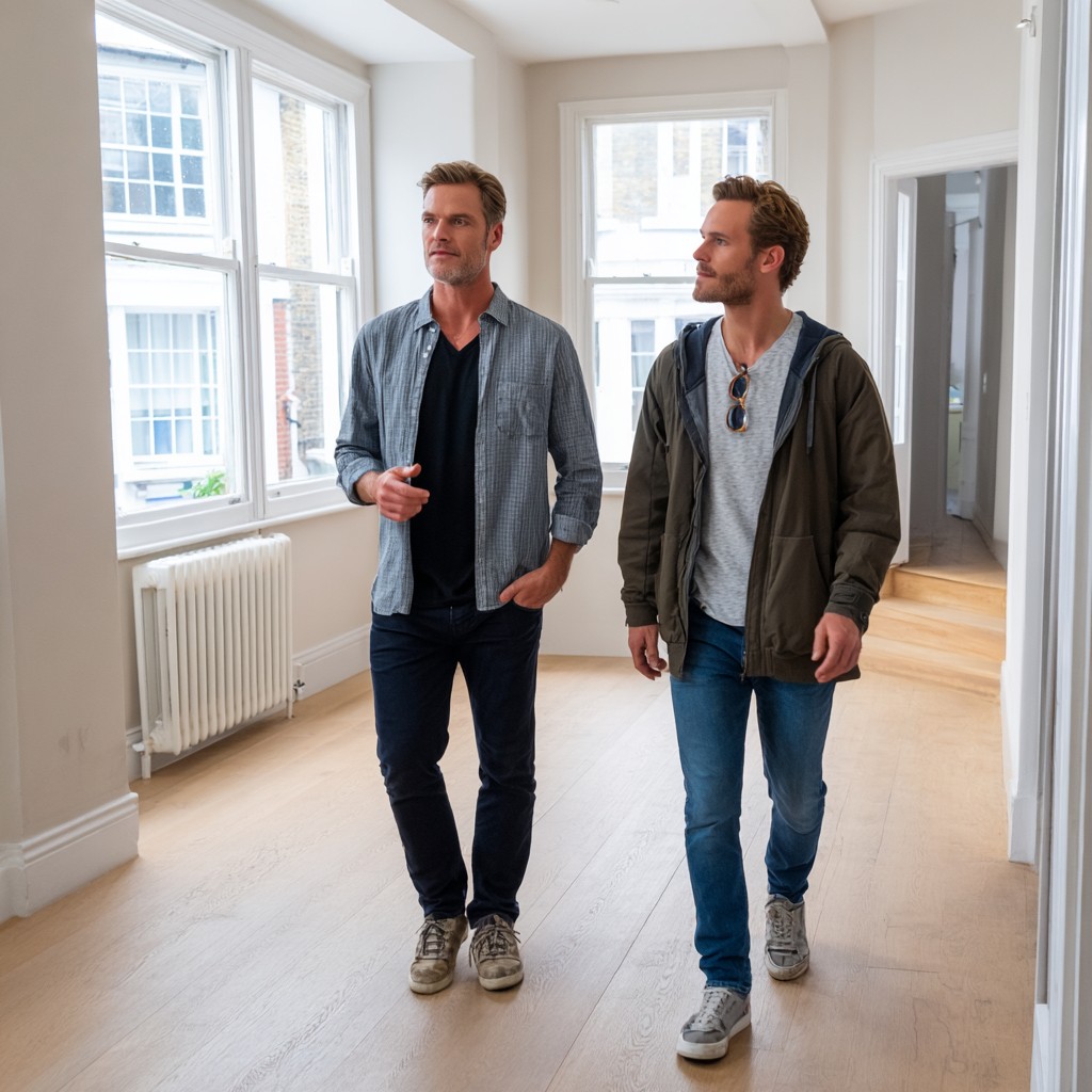 A London landlord and a tenant during a walk-over appointment